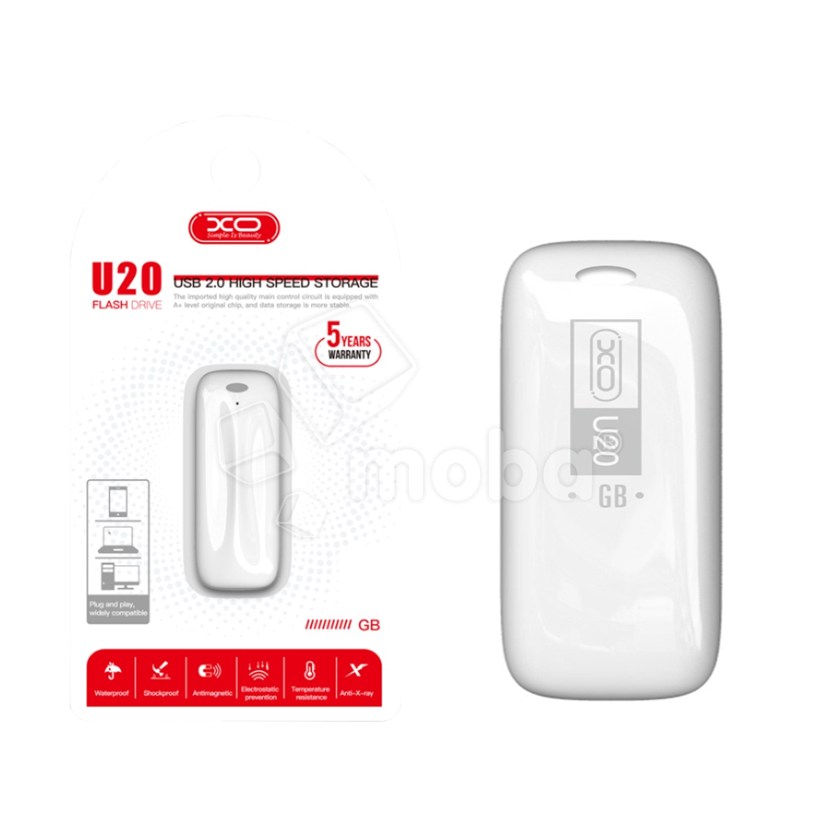 USB-флеш (USB 2.0) 8GB XO U20 Белый