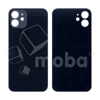 Задняя крышка для iPhone 12 (A2403) Черный (стекло, узкий вырез под камеру, логотип)