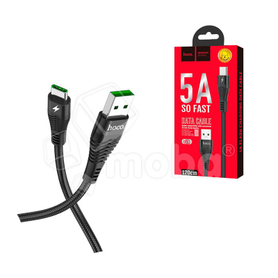 Кабель USB - Type-C Hoco U53 (5A, оплетка нейлон, 1.2 м) Черный