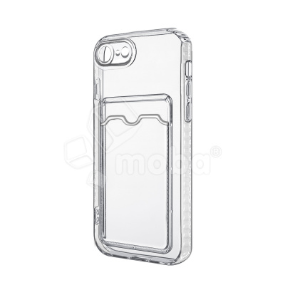 Чехол-накладка для iPhone 7/8/SE (2020)/SE (2022) (с защитой камеры, карманом для карт, прозрачный)