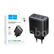 Сетевое зарядное устройство USB/Type-C Hoco C160A (65W, QC3.0, PD, 3 порта) Черный