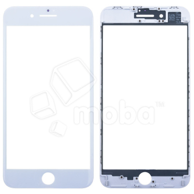 Стекло для переклейки iPhone 8 Plus в сборе с рамкой и OCA пленкой Белый - OR (Mitsubishi)