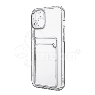 Чехол-накладка для iPhone 14 Plus (с защитой камеры, карманом для карт, прозрачный)