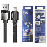 Кабель USB - Type-C Remax RC-154a (2.4A, плосикй) Черный